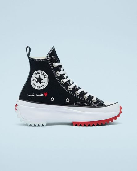 Men's Converse Run Star Hike Made With Love High Top Platform Shoes Black / White / Red | AU 64539Y